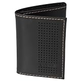 Guess Mens Perforated Genuine Leather Trifold Wallet