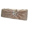 New Satin Diamante Crystal Clutch Bag Purse Evening Bridal'