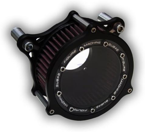 FIGURE MACHINE - TCFLOW-VISION5 - TWIN CAM AIR CLEANER (2008+ TWIN CAM WITH SCREAMIN EAGLE 58MM THROTTLE BODY) WITH 5" K&amp;N FILTER AND BLACK DENIM POWDER COAT - CLEAR
