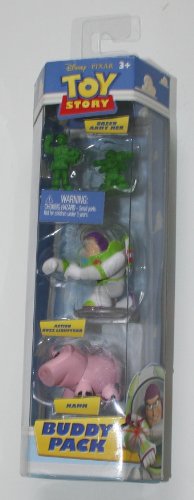 Disney / Pixar Toy Story Buddy Mini Figure 3-Pack Green Army Men, Action Buzz Lightyear and Hamm