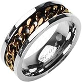 Spikes Solid Titanium with ip Coffee Spinner Ring