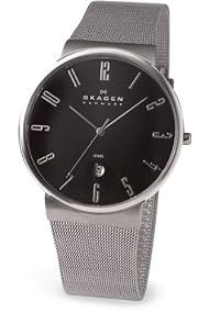 Skagen #355XLSSB Men's Extra Large Case Stainless Steel Mesh Band Watch