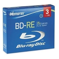 Memorex 32020014026 25GB 2X Rewriteable BD-RE Blu-ray Discs (3pk, Jewel Case)