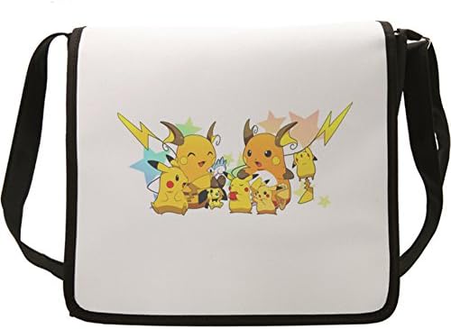 Hflove Unisex Lovely Student Pokemon Anime Single Shoulder Bag Pikachu Teens Messenger Bag (Beige-D)