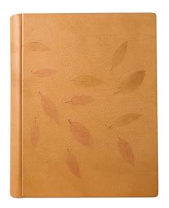 Foglia Italian Leather Photo Album, Wedding Album, Scrapbook, Impressed Leaves, Gift Boxed, 9 1/2 x 12"