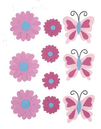Flower and Butterfly 3-D Stickers