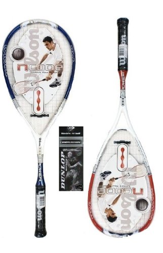 2 x Wilson NCode NPower squash rackets + 3 Squash Balls (1 X Red, 1 X Blue) RRP £130