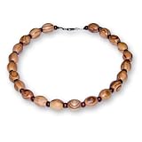 Handmade Olive Wood Short Beaded Necklace with Olive Wood Beads and Brown Wooden Beads