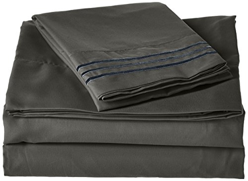 Elegant Comfort 1500 Thread Count Luxury Egyptian Quality Wrinkle and Fade Resistant 3-Piece Sheet Set, Twin/Twin X-Large, Gray