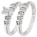 1/10 Carat T.W. Round Cut Diamond Engagement Ring and Women's Wedding Band Set 14K White Gold - Size 7