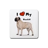 I Love My Mastiff Rubber Square Coaster (4 pack)