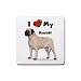 I Love My Mastiff Rubber Square Coaster (4 pack)