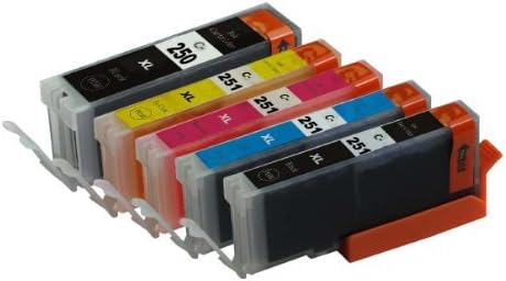 TS 5-PK Canon PGI-250 BK CLI-251 BK C M Y, compatible ink cartridges for Canon PIXMA iP7220, PIXMA MG5420, PIXMA MG5422, PIXMA MG6320, PIXMA MX722, PIXMA MX922 printers (1 Black PGI-250, 1 small black CLI-251BK, 1 Yellow CLI-251Y, 1 Cyan CLI-251C, 1 Magenta CLI-251M)
