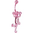 Pink Titanium Moveable Lizard Belly Ring