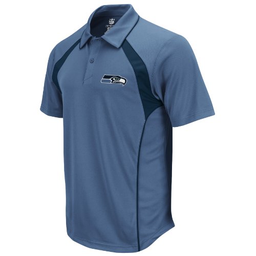 NFL Men's Seattle Seahawks End Zone Trainer Polo (Blue Grey, Medium)