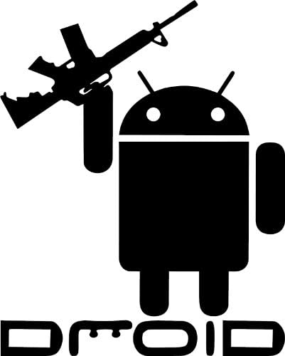 Android Droid with Gun Ar 15 Decal Sticker White 5" X 6" High Quality Vinyl