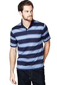 2" Longer Pure Cotton Striped Piqué Polo Shirt