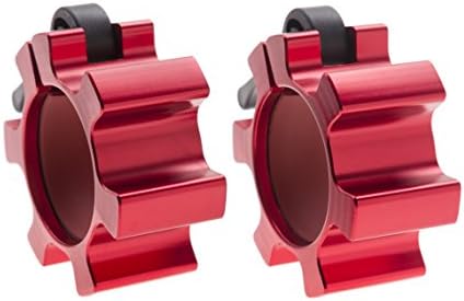 Gear Collar Olympic Barbell Collar - Pair - Metal Barbell Collars for All 2" Olympic Bars (Red)