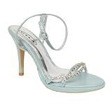 Rhinestone Ankle Strap Evening Heel Sandals Blue 4-10