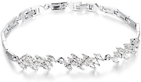Qinggetme Girls Beauty Multicolor Rhodium Zirconium Diamond Bracelet White