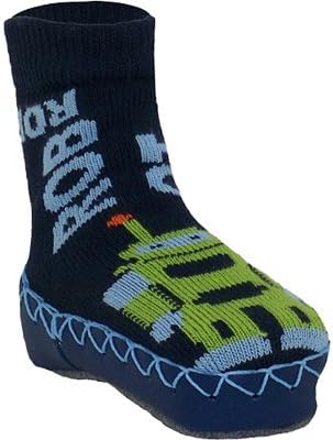 Konfetti Retro Robot Slipper Sock Swedish Moccasin