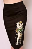 Lucky 13 China Snake Skirt Topless Girl with Snake Tattoo Print Pencil Skirt
