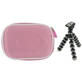 rooCASE 2n1 Nylon Hard Shell (Pink) Case with Memory Foam and Premium Tripod for Samsung HMX-U10 Ultra-Compact Full-HD Camcorder Green