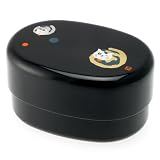 Kotobuki 2-Tiered Bento Box, Black/Gold Curled Cat