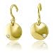 Sterling Silver Round Disc Hoop Drop Diamond Earrings-0.06 carat