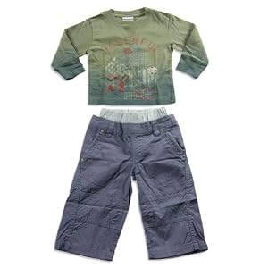 Mish - Boys Long Sleeve Pant Set, Olive, Steel Blue