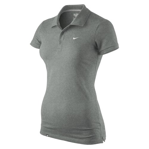 Nike Damen Tennispolo Club Pique, dk grey heather/white, XL, DN127063XL Preisvergleich