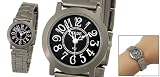 Como Women Arabic Number Black Round Dial Grey Band Watch
