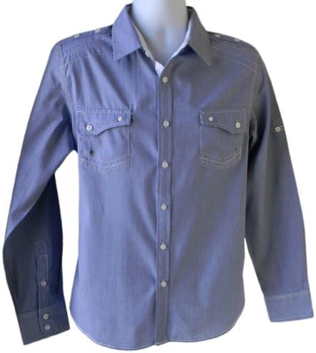 Caviar Dremes Men's Fitted Button Down Casual Shirt (Medium, Blue)