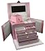 SHINING IMAGE HUGE PINK LEATHER JEWELRY BOX / CASE / STORAGE / ORGANIZER WITH TRAVEL CASE AND LOCK