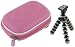 rooCASE 2n1 EVA Hard Shell (Pink) Memory Foam Carrying Case and Premium Tripod FujiFilm Fuji FinePix JX400 / JX405 Digital Camera
