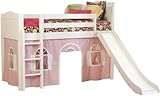 Bolton Furniture Cottage Low Loft White-Bot. Curtain/Slide, Pink/White