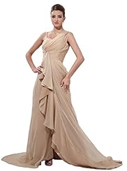 Acrylic/Chiffon/Silk One Shoulder Sleeveless Evening Dress 