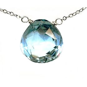 Sterling Silver Aquamarine Pendant. MADE IN AMERICA by Women Want Jewelry