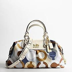 Coach Madison Signature Op Art Sabrina Satchel Duffle Bag Tote 12932 Blue Mutli