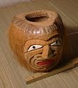 Two (2) Carved Coconut Tiki Faces (Centerpiece)