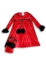 Just Peachy - Girls Long Sleeved Holiday Velvet Dress Set with Matching Purse, Red, Black