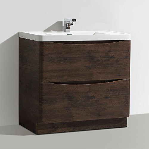 Cheap Price Bali Bathroom 900mm Floor Standing Wood Effect Vanity Unit & 1 Tap Hole Poly Marble