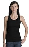 Upscale Ladies 100% Cotton 2 X 1 Tank Top Shirt - Midnight Black