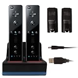 iBox - (B) Wii Remote / Controller BLACK Dual Charging Dock with 2 FREE Rechargeable Batteries - for use with or without Wii Motion Plus + Free Mains Adapter