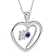 Spinning Mom Heart Shape Silver Pendant W/Amethyst title=