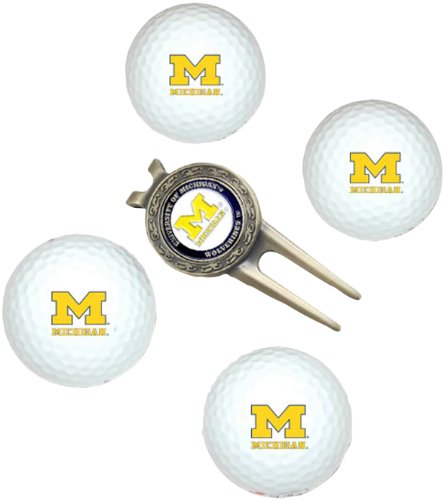 Michigan Wolverines Pack Of 4 Golf Balls And Divet Tool Gift Set From Team Golf