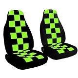 2 black seat covers with black and lime green checkers, for a 2004 VW Beetle. Please... by Designcovers