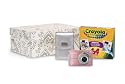 Olympus FE-46 12MP Digital Camera Pink Crayola Kit with 5x Optical Zoom and 2.7 inch LCD and Silver Case, 64 pack of Crayons and Storage Box