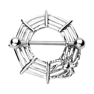 Stunning Silver Nipple Shield SpiderWeb Piercing Jewelry