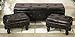 HANDMADE 3 Piece set of WOODEN BI-CAST LEATHER BENCHES with Fancy Designing and Storage on Black Finishing